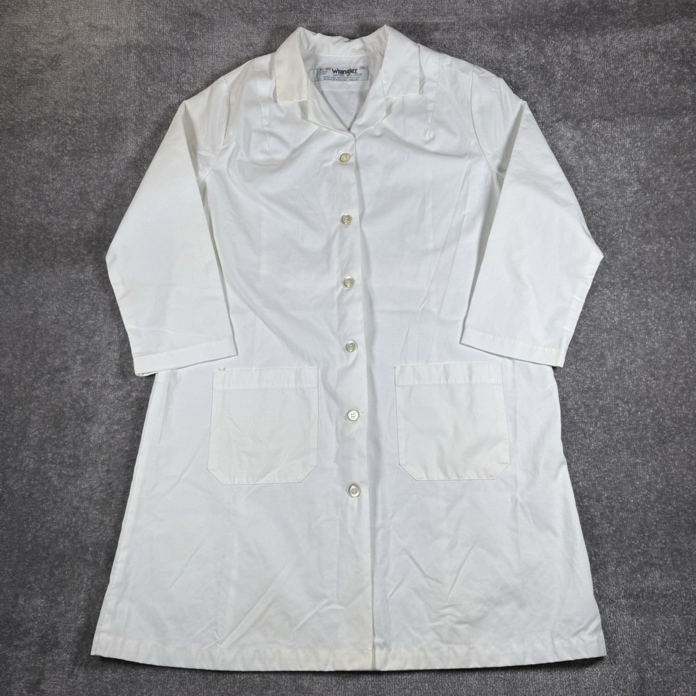 Vintage Wrangler Uniform Lab Coat Jacket XL Regular White Blank USA Made